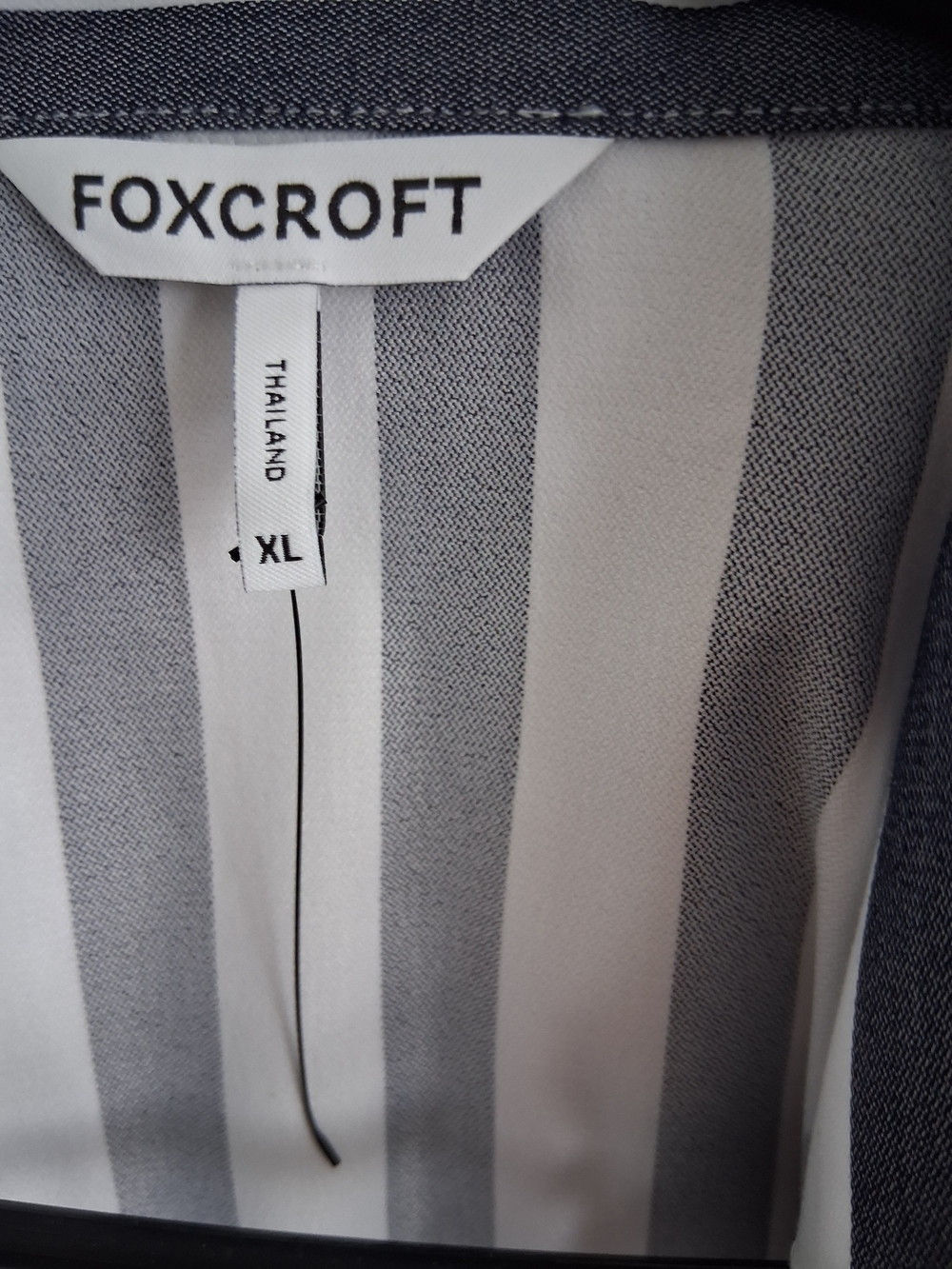 Foxcroft Men's Gray and White Striped Shirt - XL